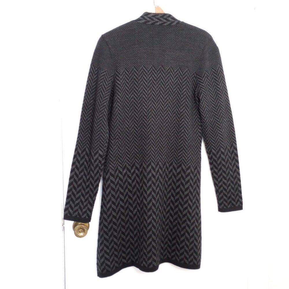 Soft Surroundings Black & Grey West Saxon Herringbone Wool Blend Duster - Picture 5 of 8